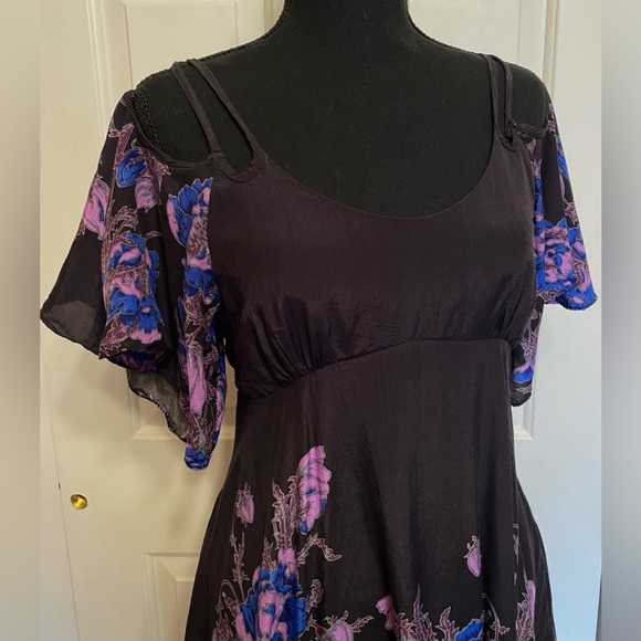 FP Black & Purple Floral Cold Shoulder Witchy Sundress - Picture 4 of 11